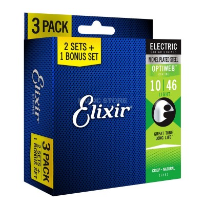 Струны для электрогитары 3 комплекта Elixir Optiweb 16552