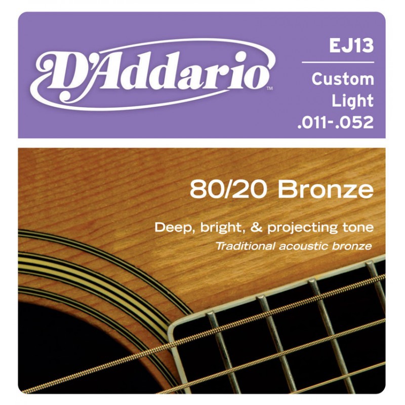 Струны для акустической гитары D'Addario EJ13 BRONZE 80/20
